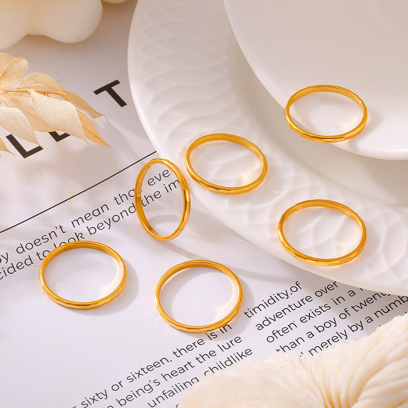 Vintage Cool Style Glossy Ring Women'S Ins Style Fashionable Internet Celebrity Elegant Titanium Steel 18K Gold Plated Finger Ring - Image 5